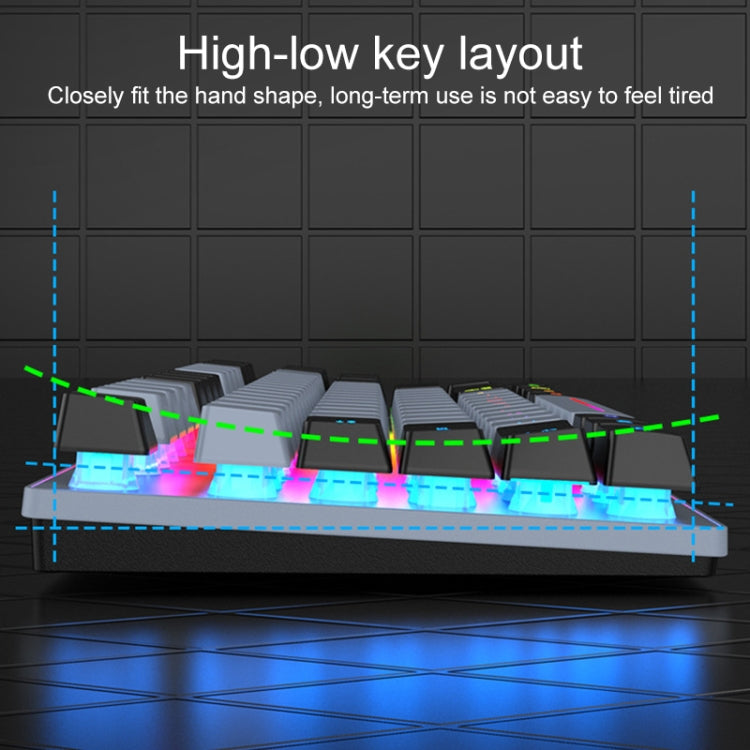 XUNFOX K10 87-Keys Rainbow Blacklit USB Wired Gaming Keyboard, Cable Length: 1.5m(Grey Black) - Wired Keyboard by buy2fix | Online Shopping UK | buy2fix