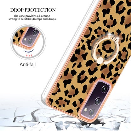 For Samsung Galaxy S20 FE Electroplating Dual-side IMD Phone Case with Ring Holder(Leopard Print) - Galaxy S20 FE Cases by buy2fix | Online Shopping UK | buy2fix