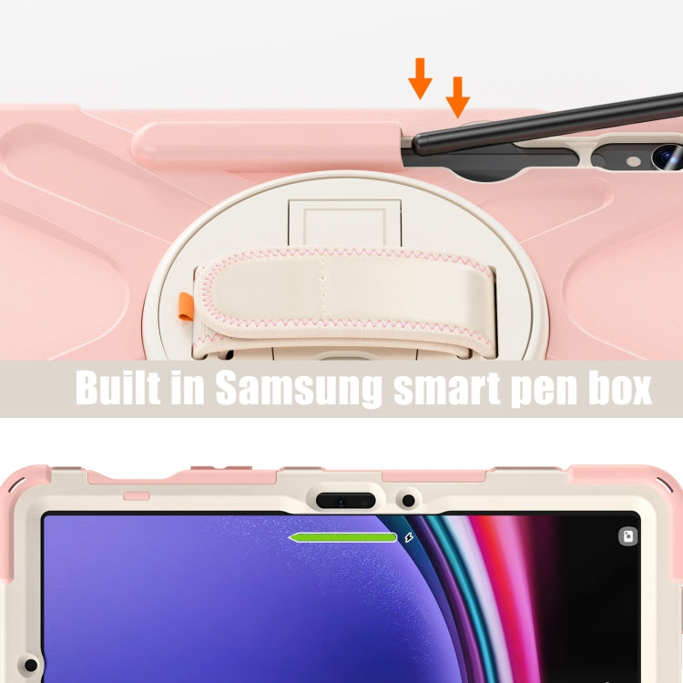 For Samsung Galaxy Tab S9 / S8 / S7 Rotary Handle Grab TPU + PC Tablet Case(Pink) - Galaxy Tab S9 Cases by buy2fix | Online Shopping UK | buy2fix