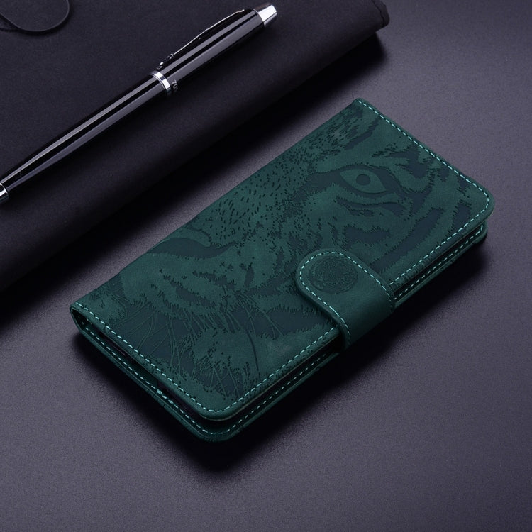 For OnePlus 13 Tiger Embossing Pattern Flip Leather Phone Case(Green) - OnePlus Cases by buy2fix | Online Shopping UK | buy2fix