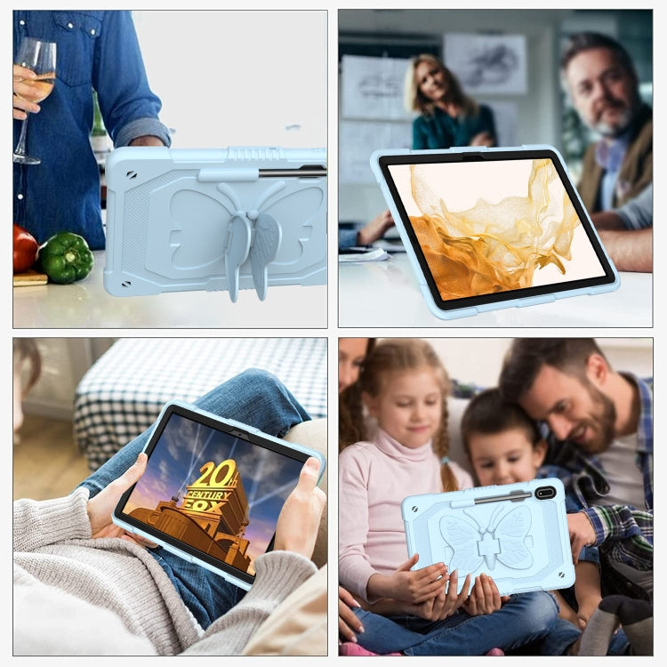 For Samsung Galaxy Tab S9+ Butterfly Kickstand Heavy Duty Hard Rugged Tablet Case(Ice Blue) - Galaxy Tab S9+ Cases by buy2fix | Online Shopping UK | buy2fix