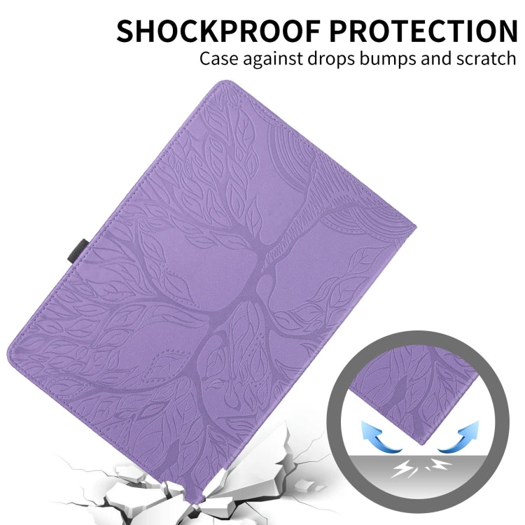 For Lenovo Tab M11 / Xiaoxin Pad 11 2024 Tree Life Embossed Rotation Leather Tablet Case(Purple) - Lenovo by buy2fix | Online Shopping UK | buy2fix