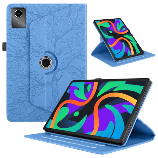 For Lenovo Tab M11 / Xiaoxin Pad 11 2024 Tree Life Embossed Rotation Leather Tablet Case(Blue) - Lenovo by buy2fix | Online Shopping UK | buy2fix