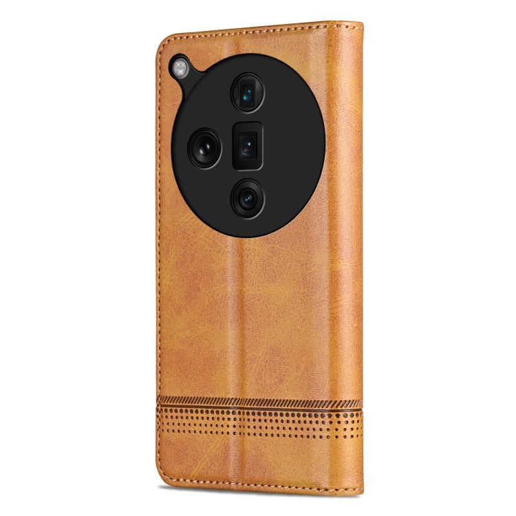 For OPPO Find X7 Ultra AZNS Magnetic Calf Texture Flip Leather Phone Case(Light Brown) - OPPO Cases by AZNS | Online Shopping UK | buy2fix