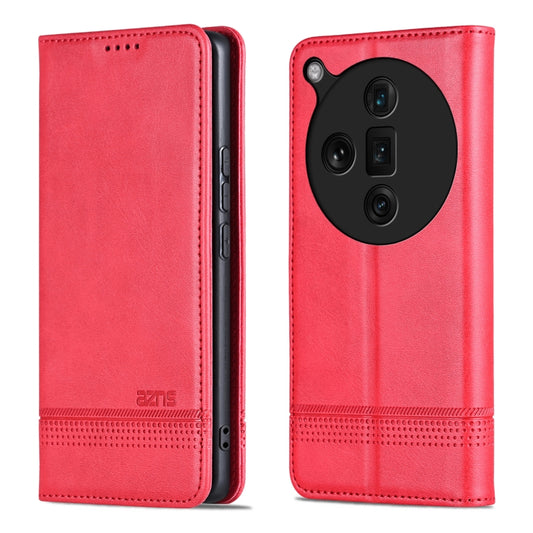 For OPPO Find X7 Ultra AZNS Magnetic Calf Texture Flip Leather Phone Case(Red) - Find X7 Ultra Cases by AZNS | Online Shopping UK | buy2fix