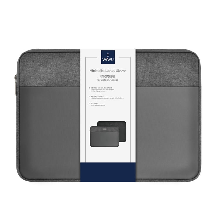 For 16 inch Laptop WIWU Minimalist Ultra-thin Laptop Sleeve(Grey) - 14.1 inch by WIWU | Online Shopping UK | buy2fix