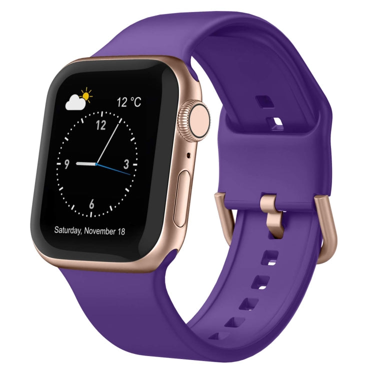 For Apple Watch Series 7 41mm Pin Buckle Silicone Watch Band(Purple) - Watch Bands by buy2fix | Online Shopping UK | buy2fix