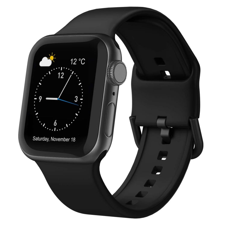 For Apple Watch SE 44mm Pin Buckle Silicone Watch Band(Black) - Watch Bands by buy2fix | Online Shopping UK | buy2fix