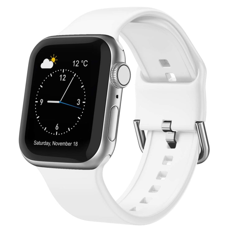 For Apple Watch Series 4 40mm Pin Buckle Silicone Watch Band(White) - Watch Bands by buy2fix | Online Shopping UK | buy2fix