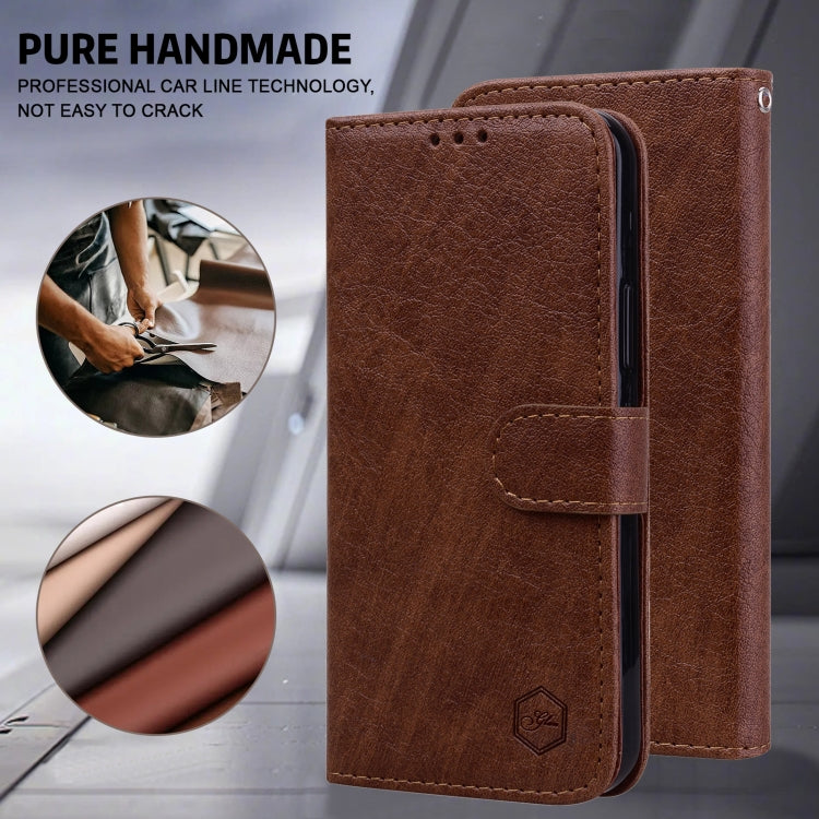 For Google Pixel 9 Pro XL Skin Feeling Oil Leather Texture PU + TPU Phone Case(Brown) - Google Cases by buy2fix | Online Shopping UK | buy2fix