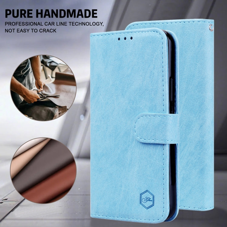 For Google Pixel 9 Pro XL Skin Feeling Oil Leather Texture PU + TPU Phone Case(Light Blue) - Google Cases by buy2fix | Online Shopping UK | buy2fix