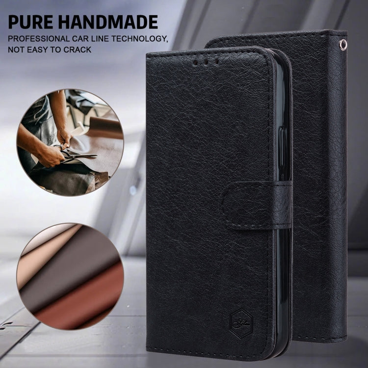 For iPhone 16 Pro Skin Feeling Oil Leather Texture PU + TPU Phone Case(Black) - iPhone 16 Pro Cases by buy2fix | Online Shopping UK | buy2fix