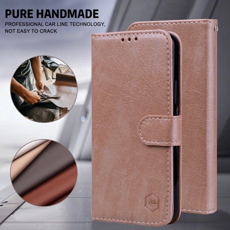 For iPhone 16 Pro Skin Feeling Oil Leather Texture PU + TPU Phone Case(Champagne) - iPhone 16 Pro Cases by buy2fix | Online Shopping UK | buy2fix