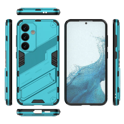 For Samsung Galaxy S24 5G Punk Armor 2 in 1 PC + TPU Shockproof Phone Case with Invisible Holder(Blue) - Galaxy S24 5G Cases by buy2fix | Online Shopping UK | buy2fix