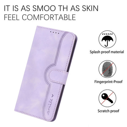 For Motorola Moto G Stylus 5G 2024 Heart Pattern Skin Feel Leather Phone Case(Purple) - Motorola Cases by buy2fix | Online Shopping UK | buy2fix