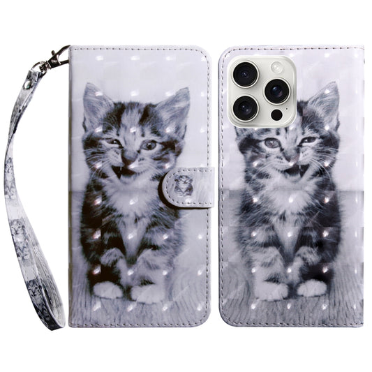 For iPhone 16 Pro Max 3D Painted Leather Phone Case(Smile Cat) - iPhone 16 Pro Max Cases by buy2fix | Online Shopping UK | buy2fix