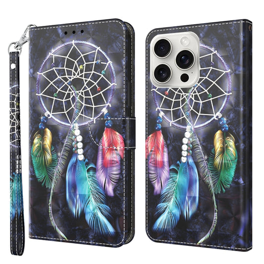 For iPhone 16 Pro 3D Painted Leather Phone Case(Colorful Dreamcatcher) - iPhone 16 Pro Cases by buy2fix | Online Shopping UK | buy2fix