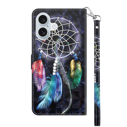 For iPhone 16 Plus 3D Painted Leather Phone Case(Colorful Dreamcatcher) - iPhone 16 Plus Cases by buy2fix | Online Shopping UK | buy2fix