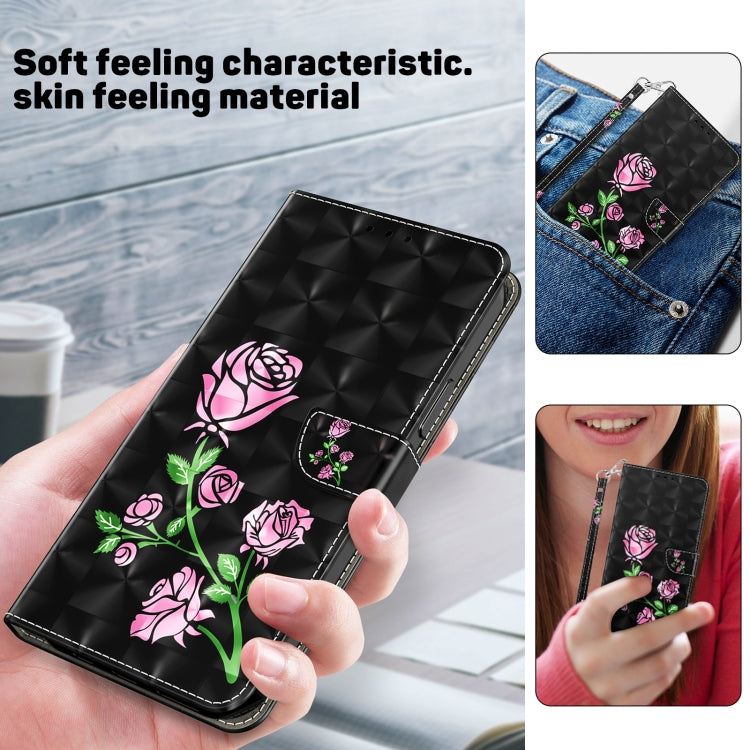 For iPhone 16 Plus 3D Painted Leather Phone Case(Rose) - iPhone 16 Plus Cases by buy2fix | Online Shopping UK | buy2fix