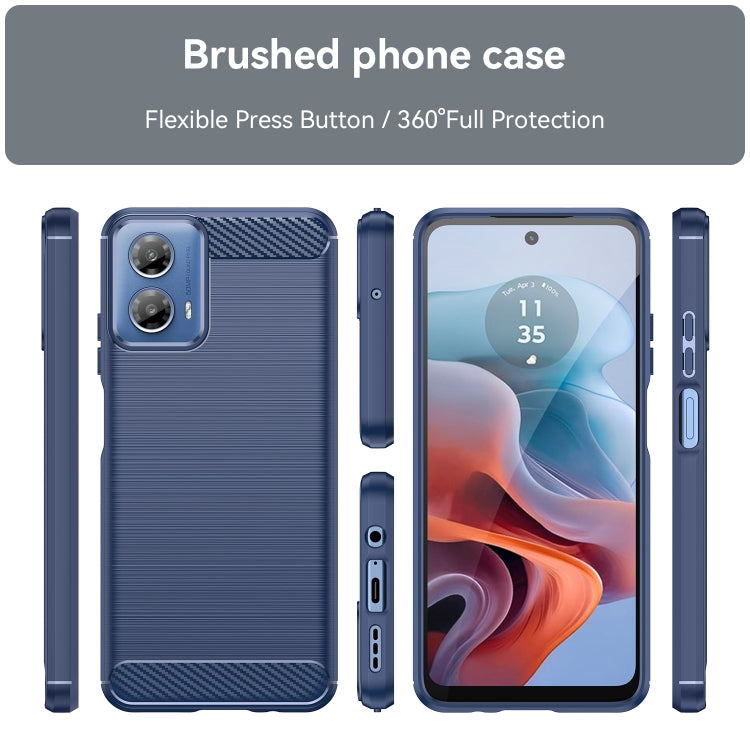 For Motorola Moto G34 Brushed Texture Carbon Fiber TPU Phone Case(Blue) - Motorola Cases by buy2fix | Online Shopping UK | buy2fix