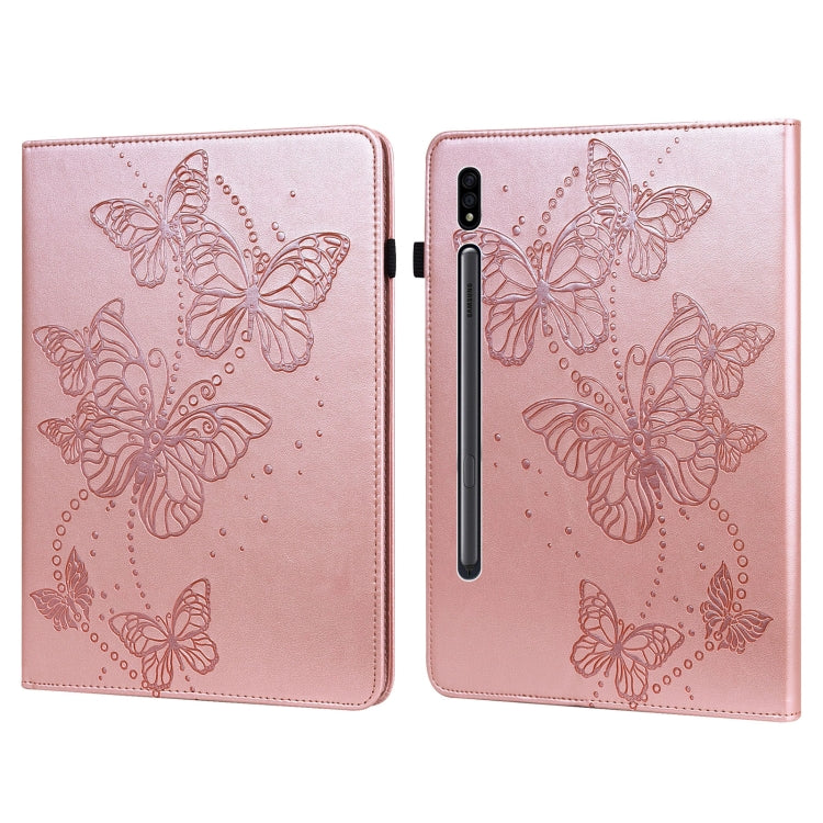 For Samsung Galaxy Tab S9 Embossed Butterfly Pattern Leather Tablet Case(Pink) - Galaxy Tab S9 Cases by buy2fix | Online Shopping UK | buy2fix