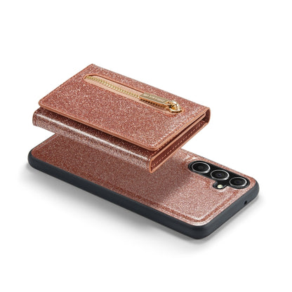 For Samsung Galaxy S23 FE 5G DG.MING M3 Series Glitter Powder Card Bag Leather Case(Rose Gold) - Galaxy S23 FE 5G Cases by DG.MING | Online Shopping UK | buy2fix