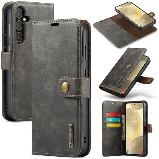 For Samsung Galaxy S24 5G DG.MING Crazy Horse Texture Detachable Magnetic Leather Case(Grey) - Galaxy S24 5G Cases by DG.MING | Online Shopping UK | buy2fix