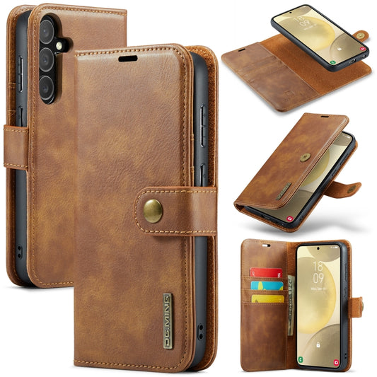 For Samsung Galaxy S24 5G DG.MING Crazy Horse Texture Detachable Magnetic Leather Case(Brown) - Galaxy S24 5G Cases by DG.MING | Online Shopping UK | buy2fix