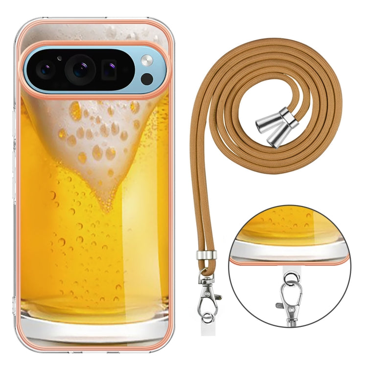 For Google Pixel 9 / 9 Pro Electroplating Dual-side IMD Phone Case with Lanyard(Draft Beer) - Google Cases by buy2fix | Online Shopping UK | buy2fix