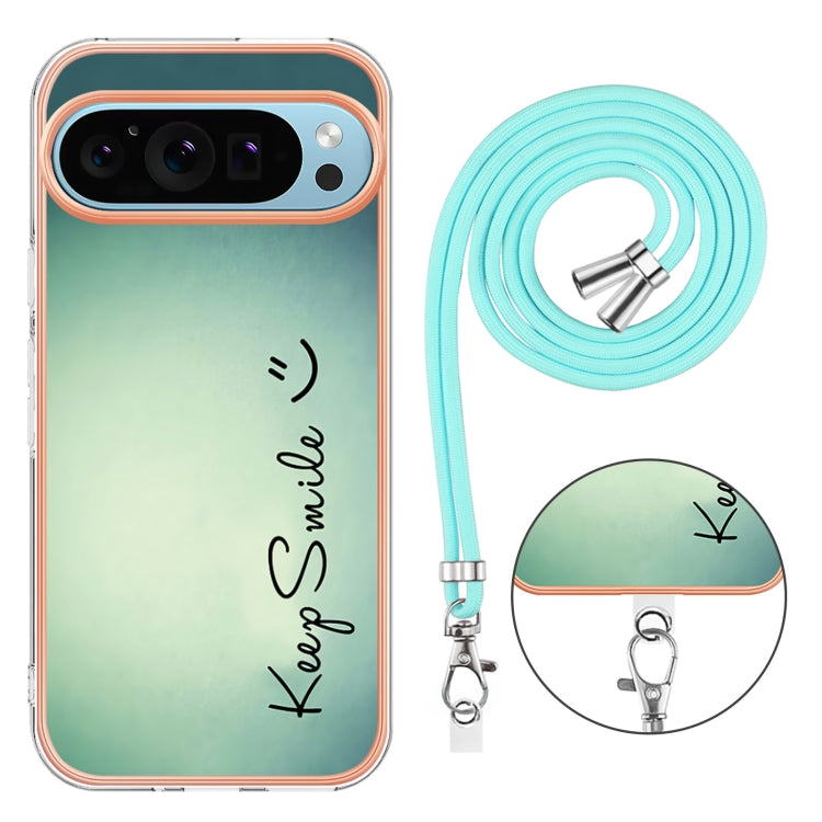 For Google Pixel 9 Pro XL Electroplating Dual-side IMD Phone Case with Lanyard(Smile) - Google Cases by buy2fix | Online Shopping UK | buy2fix