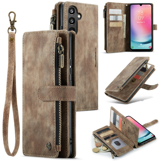 For Samsung Galaxy A24 4G CaseMe C30 Card Slots Zipper Wallet Leather Phone Case(Brown) - Galaxy Phone Cases by CaseMe | Online Shopping UK | buy2fix