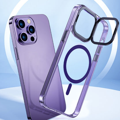 For iPhone 14 Plus MagSafe Magnetic Invisible Holder Transparent Phone Case(Purple) - iPhone 14 Plus Cases by buy2fix | Online Shopping UK | buy2fix