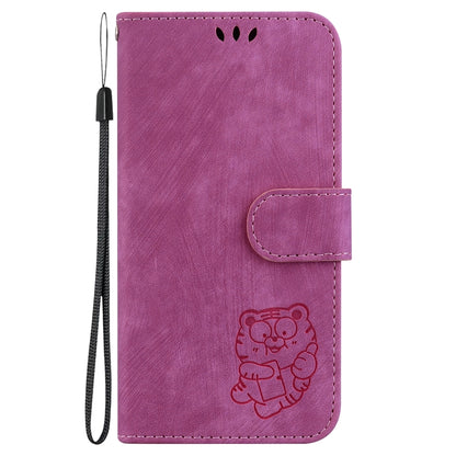 For Google Pixel 9 Little Tiger Embossed Leather Phone Case(Rose Red) - Google Cases by buy2fix | Online Shopping UK | buy2fix