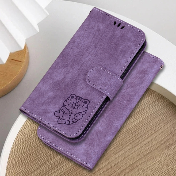 For OnePlus 13 Little Tiger Embossed Leather Phone Case(Purple) - OnePlus Cases by buy2fix | Online Shopping UK | buy2fix