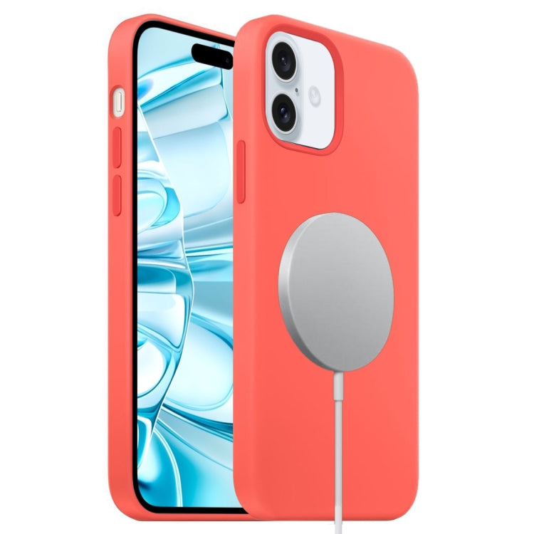 For iPhone 16 Plus Liquid Silicone Full Coverage MagSafe Phone Case(Pink Orange) - iPhone 16 Plus Cases by buy2fix | Online Shopping UK | buy2fix