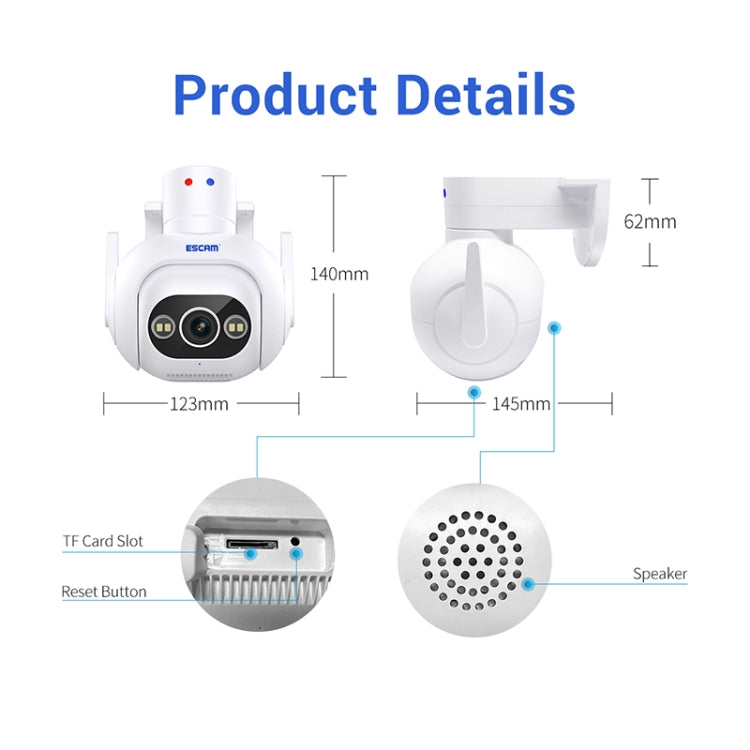 ESCAM PT304 HD 4MP Humanoid Detection Tracking WiFi Connection Sound Alarm Intelligent Night Vision H.265 Camera(AU Plug) - Wireless Camera by ESCAM | Online Shopping UK | buy2fix