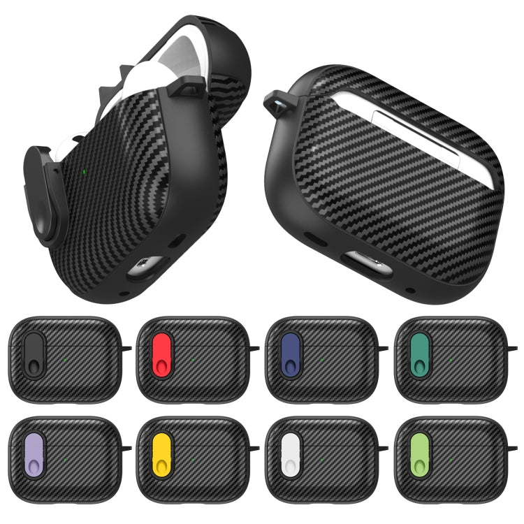 For AirPods 3 Carbon Fiber Texture Wireless Earphones Case with Security Lock(Blue) - For AirPods 3 by buy2fix | Online Shopping UK | buy2fix