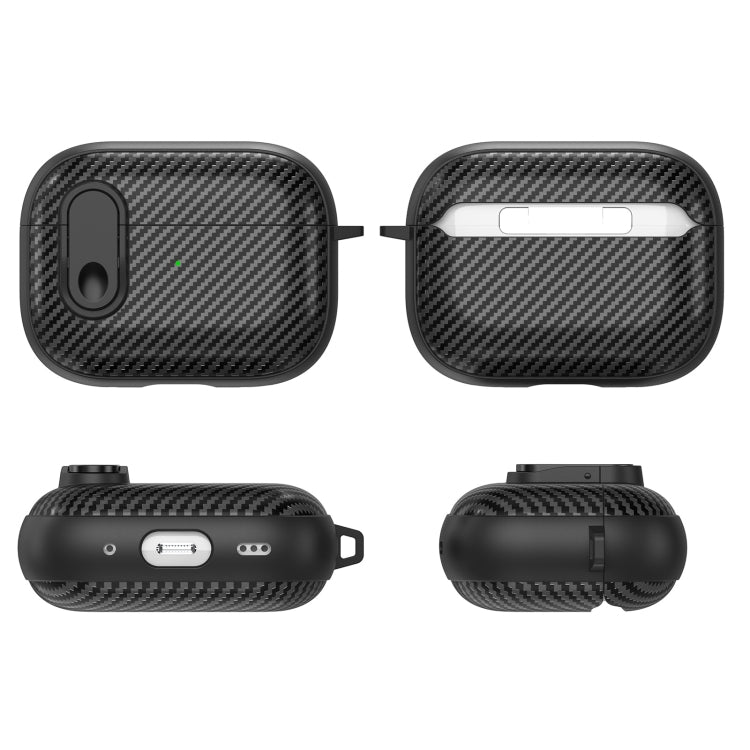 For AirPods 2 / 1 Carbon Fiber Texture Wireless Earphones Case with Security Lock(Black) - For AirPods 1/2 by buy2fix | Online Shopping UK | buy2fix