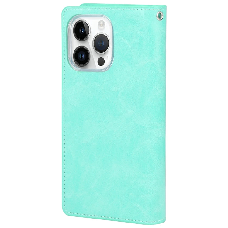 For iPhone 15 Pro Max GOOSPERY MANSOOR DIARY 9 Card Slots Leather Phone Case(Mint Green) - iPhone 15 Pro Max Cases by GOOSPERY | Online Shopping UK | buy2fix