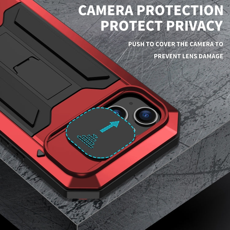 For iPhone 15 R-JUST Sliding Camera Life Waterproof Holder Phone Case(Red) - iPhone 15 Cases by R-JUST | Online Shopping UK | buy2fix