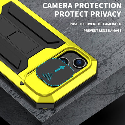 For iPhone 15 R-JUST Sliding Camera Life Waterproof Holder Phone Case(Yellow) - iPhone 15 Cases by R-JUST | Online Shopping UK | buy2fix