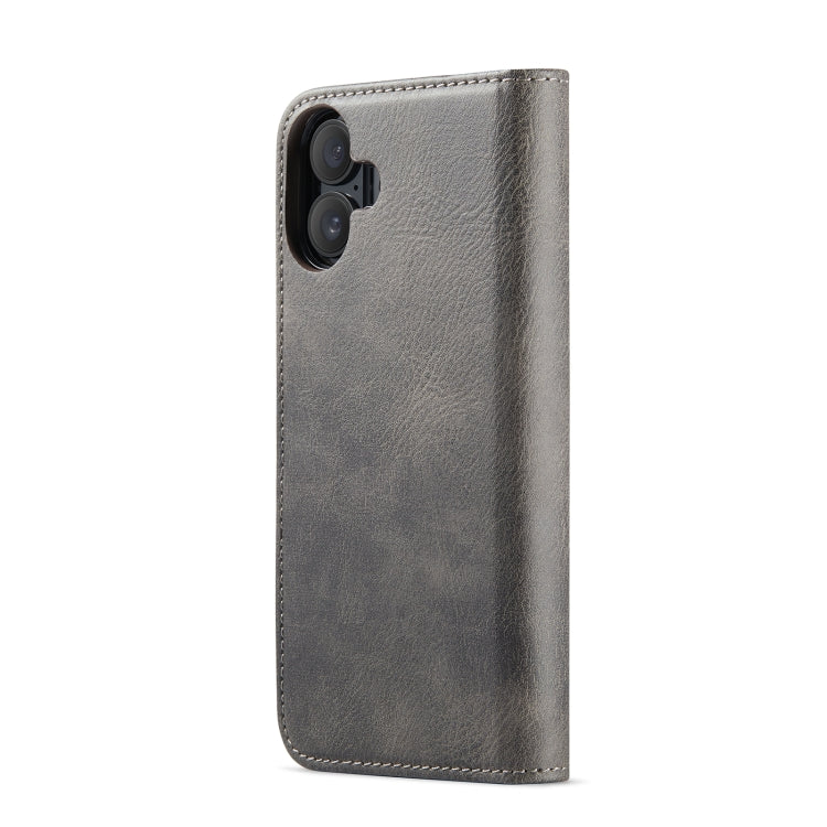 For iPhone 16 Plus DG.MING Crazy Horse Texture Detachable Magnetic Leather Phone Case(Grey) - iPhone 16 Plus Cases by DG.MING | Online Shopping UK | buy2fix