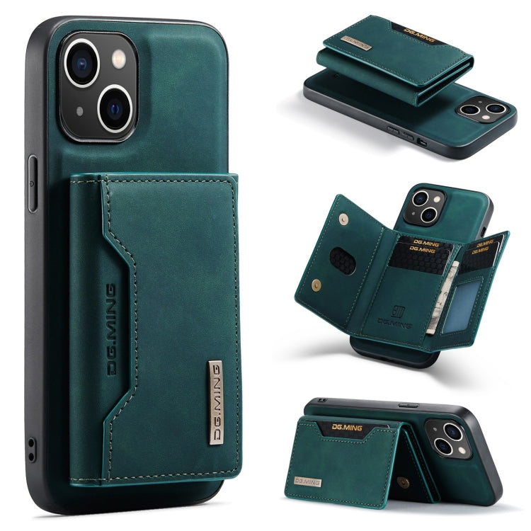 For iPhone 15 DG.MING M2 Series 3-Fold Card Bag Wallet Leather Phone Case(Green) - iPhone 15 Cases by DG.MING | Online Shopping UK | buy2fix