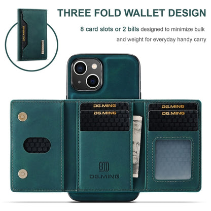 For iPhone 15 DG.MING M2 Series 3-Fold Card Bag Wallet Leather Phone Case(Green) - iPhone 15 Cases by DG.MING | Online Shopping UK | buy2fix