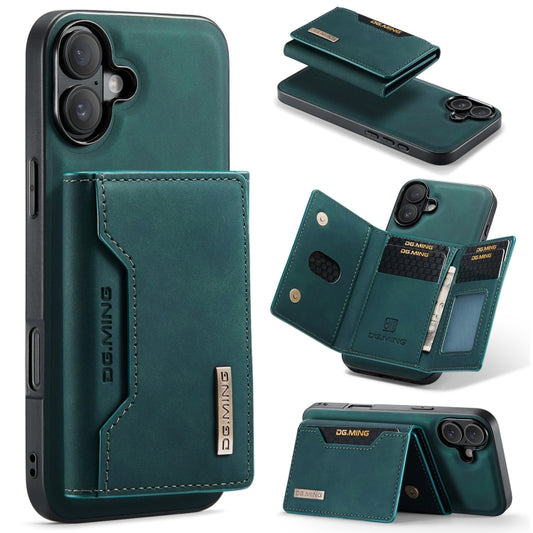 For iPhone 16 Plus DG.MING M2 Series 3-Fold Card Bag Wallet Leather Phone Case(Green) - iPhone 16 Plus Cases by DG.MING | Online Shopping UK | buy2fix