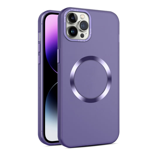 For iPhone 12 Pro Max CD Texture MagSafe Frosted Translucent Phone Case(Dark Purple) - iPhone 12 Pro Max Cases by buy2fix | Online Shopping UK | buy2fix