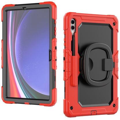 For Samsung Galaxy Tab S9+ D Type Silicone Hybrid PC Tablet Case with Handle Holder(Red) - Galaxy Tab S9+ Cases by buy2fix | Online Shopping UK | buy2fix