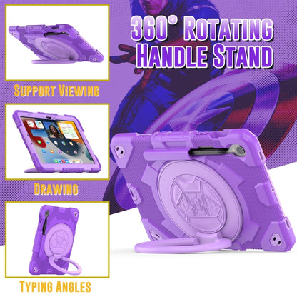 For Samsung Galaxy Tab S9 Spider Rotation Handle Silicone Hybrid PC Tablet Case(Purple) - Galaxy Tab S9 Cases by buy2fix | Online Shopping UK | buy2fix