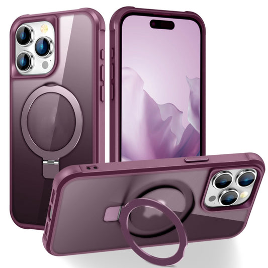 For iPhone 15 Pro MagSafe Magnetic Holder Phone Case(Wine Red) - iPhone 15 Pro Cases by buy2fix | Online Shopping UK | buy2fix