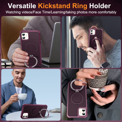 For iPhone 11 MagSafe Magnetic Holder Phone Case(Wine Red) - iPhone 11 Cases by buy2fix | Online Shopping UK | buy2fix